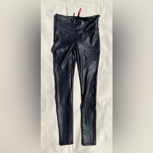 SPANX Sleek Black Leather-Look Leggings Small